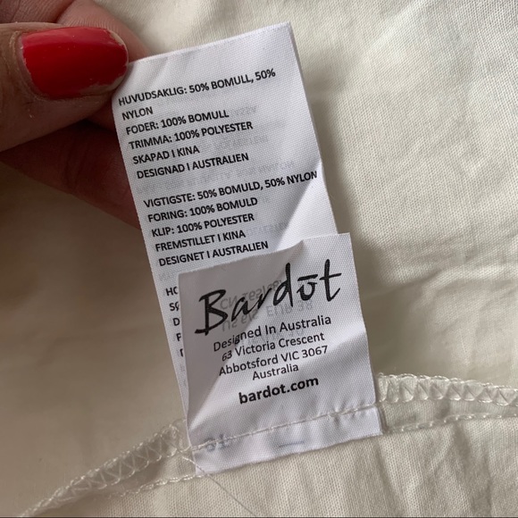 🆕 BARDOT v-neck broderie asymmetrical dress - Picture 10 of 12